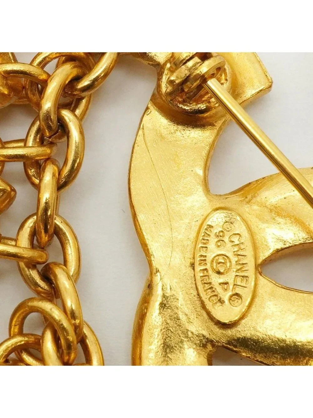 Chanel Brooch Vintage CC Logo Gold Plated